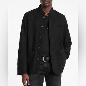 $698 John Varvatos OFFICER FIELD JACKET Men's Black Jacket Sz 48 (XL)